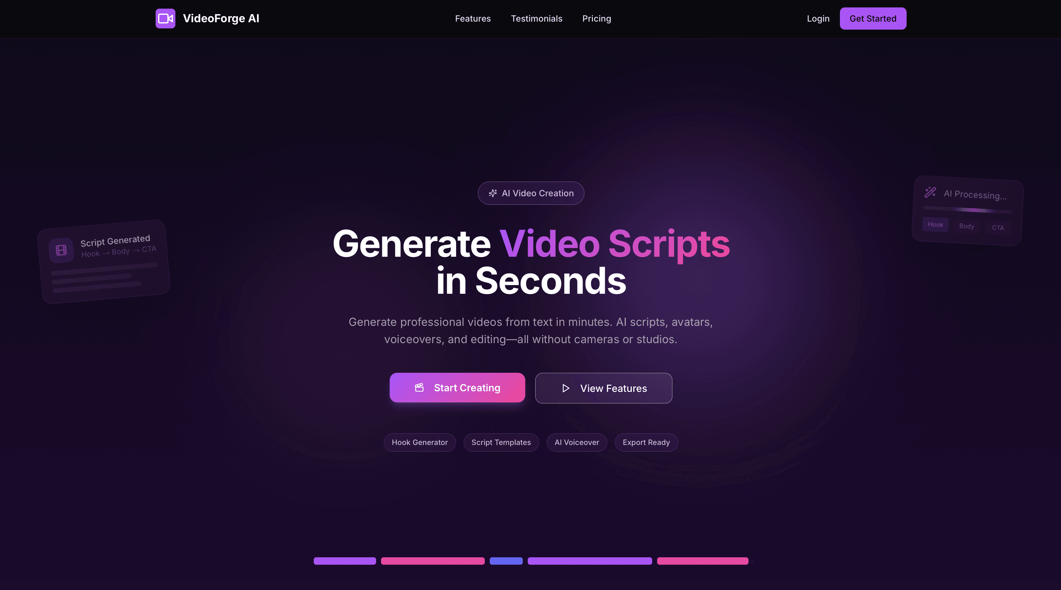 VideoForge AI Landing Page